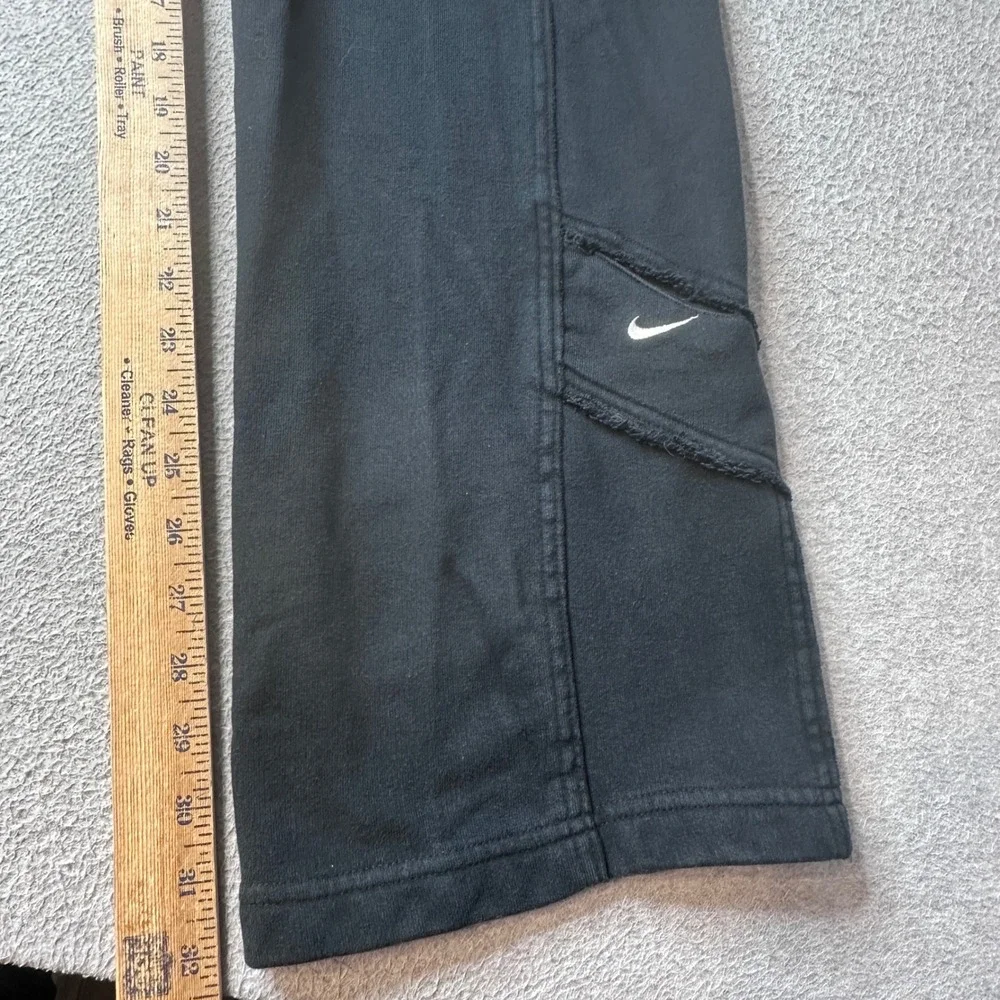Nike Pants Womens XL Bootcut Black French Terry Raw Edge Detail Drawstring